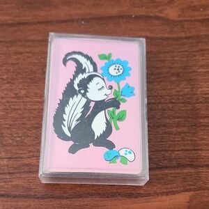 Vintage Cute Skunk Design Playing Cards Holder - Pink and Blue